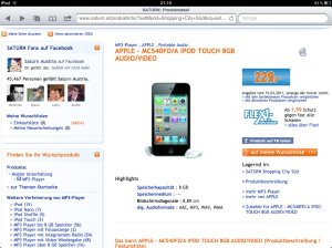 iPod touch 8 GB, um € 229,-- (Saturn, SCS Vösendorf)